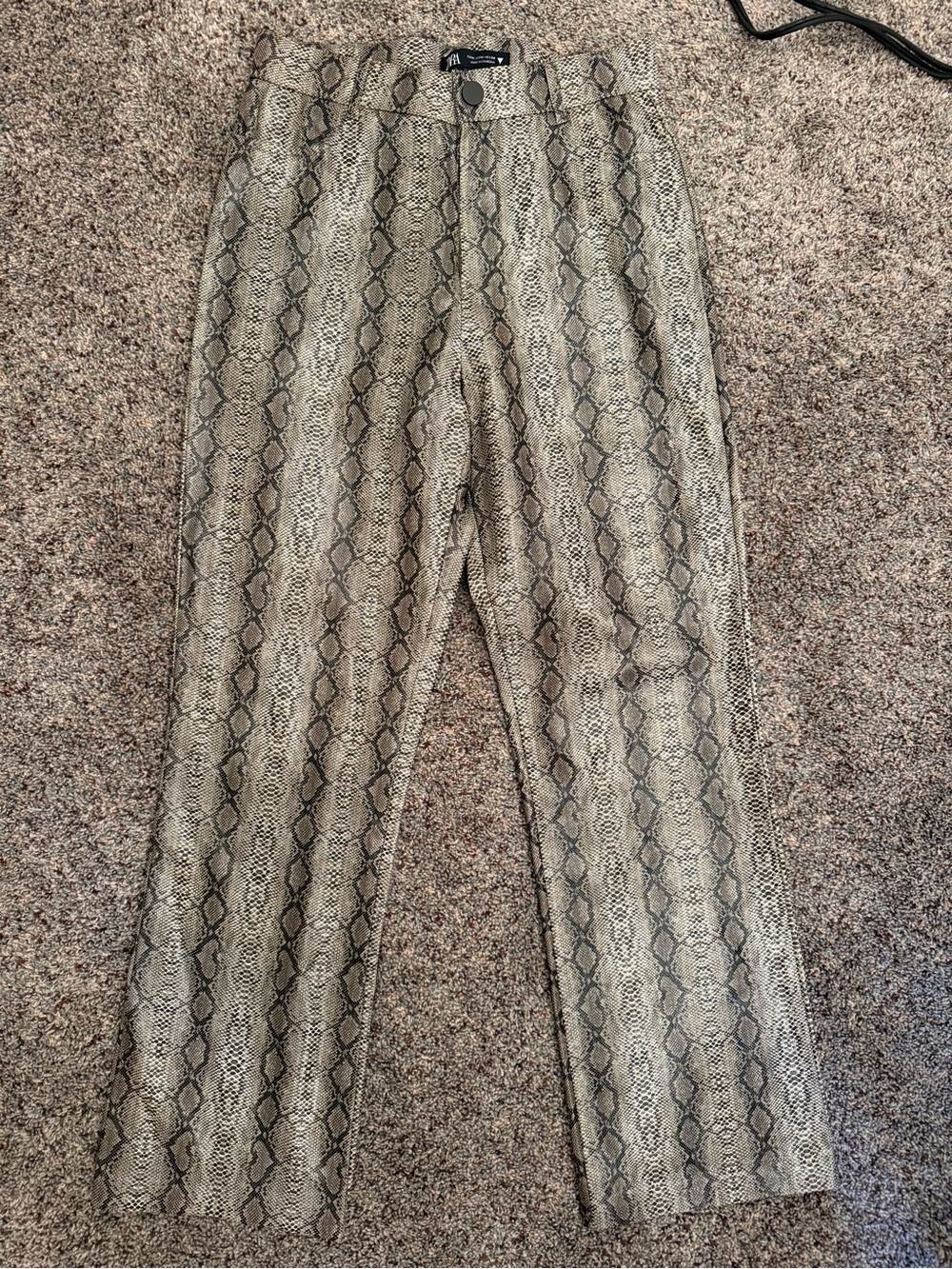 ZARA Faux Leather Snake Print Straight Leg Pants Sz M $80